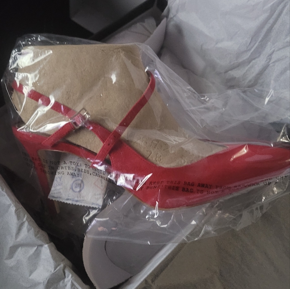 Nine West Elisa Red Suede Slingback Pumps 11M Heel New - Picture 3 of 10